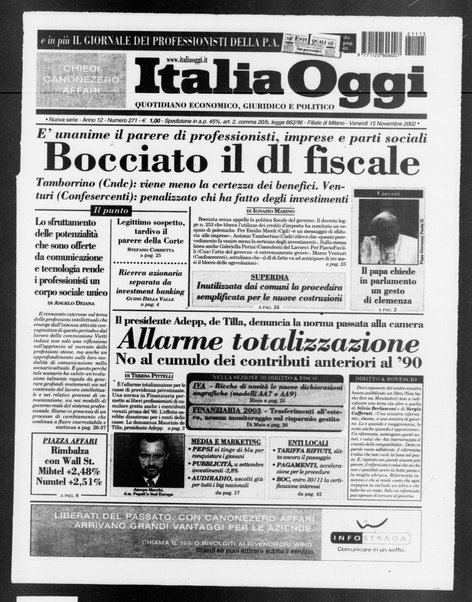 Italia oggi : quotidiano di economia finanza e politica